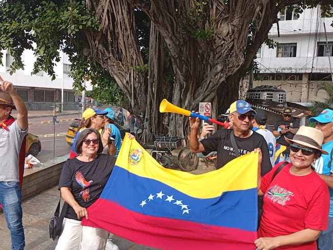 Venezolanos en Cartagena celebran captura de Nicolás Maduro. // Cortesía