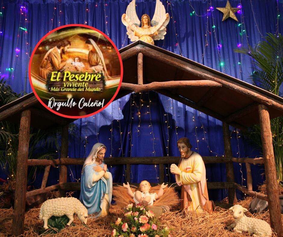 Pesebre y logo del evento del Pesebre más grande del mundo (Getty Images)