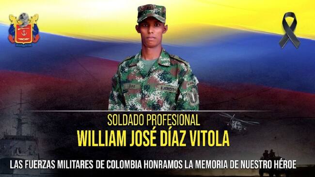 El Comando de la Fuerza de Tarea Conjunta de Estabilización y Consolidación Hércules lamentó la muerte del soldado profesional, William José Díaz Vitola