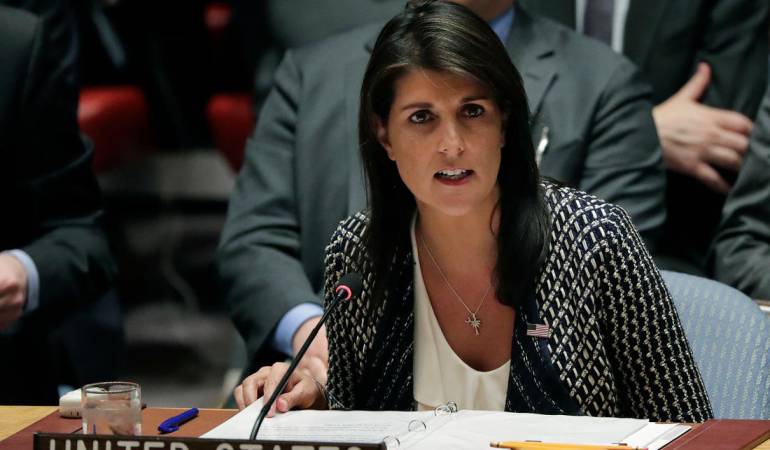 Nikki Haley. Embajadora de Estados Unidos ante las Naciones Unidas.,
