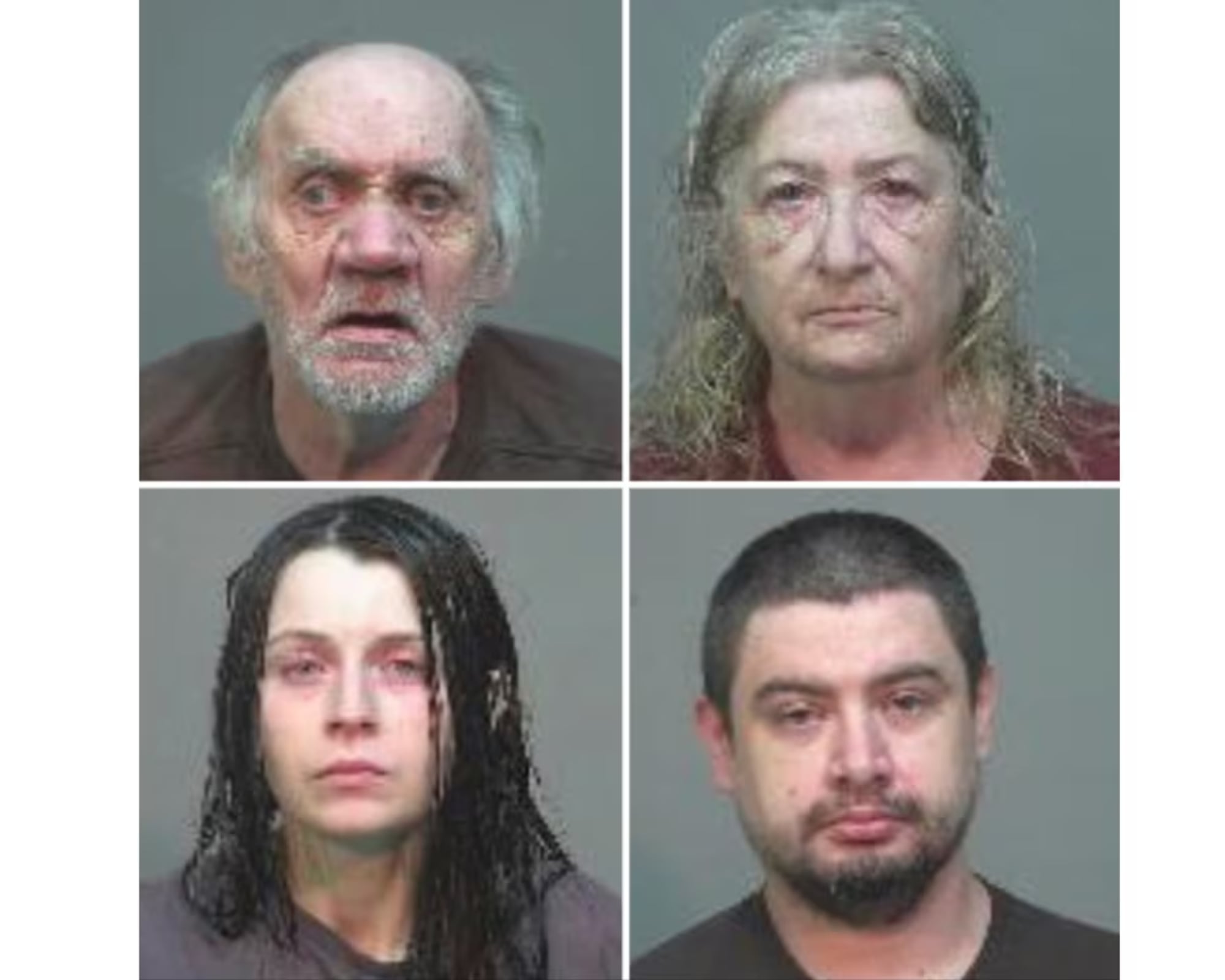 Los padres y abuelos de los menores: Gary Siders Jr, Elizabeth Siders, Gary Siders Sr. y Christina Siders.
(Cortesía:  Southeastern Ohio Regional Jail)