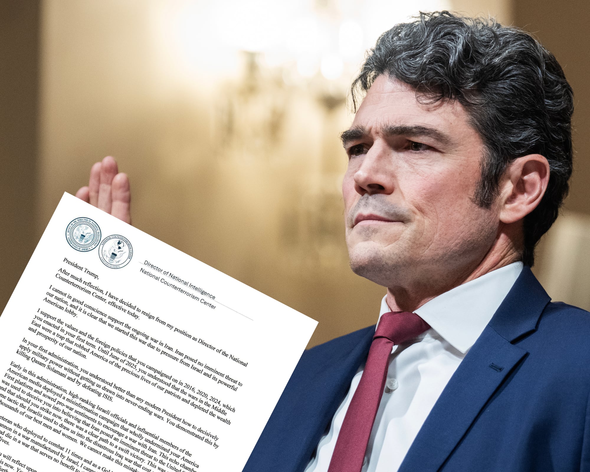 Joseph Kent presentó su carta de renuncia en la que denuncia que Estados Unidos cedió a la presión de Israel y a una campaña de desinformación para lanzar ataques sobre Teherán.
(Foto:   Getty / cortesía / Caracol Radio)