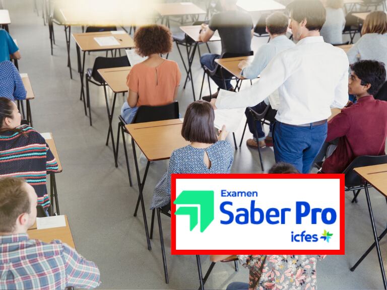 Pruebas Saber Pro, imagen de referencia Getty Images + logo de Icfes