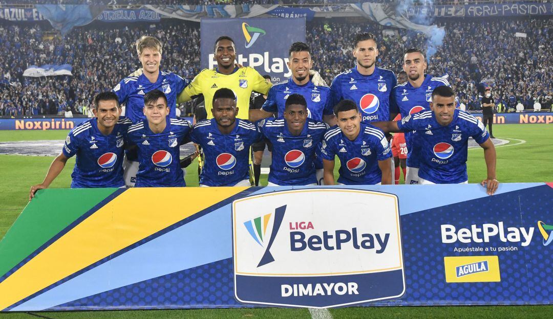 El once titular de Millonarios durante su último partido en el 2021.