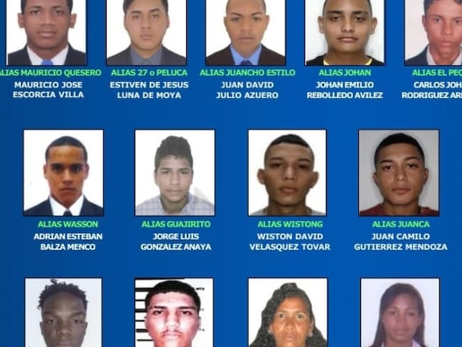Cortesía Policía de Barranquilla (Algunos rostros del cartel)
