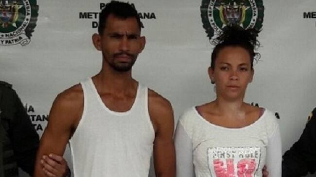 Venezolanos Luis Enrique Chacon Oviedo y Génesis Coralain Ortega Patiño, capturados en el hecho