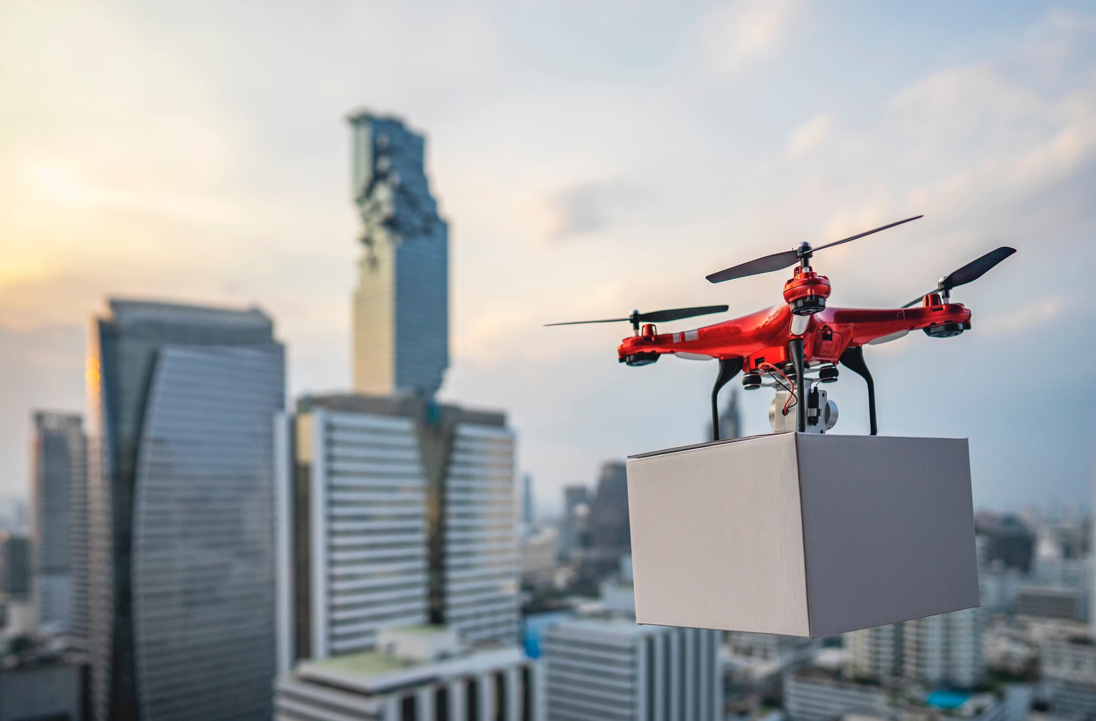 Drones carry express packages in city