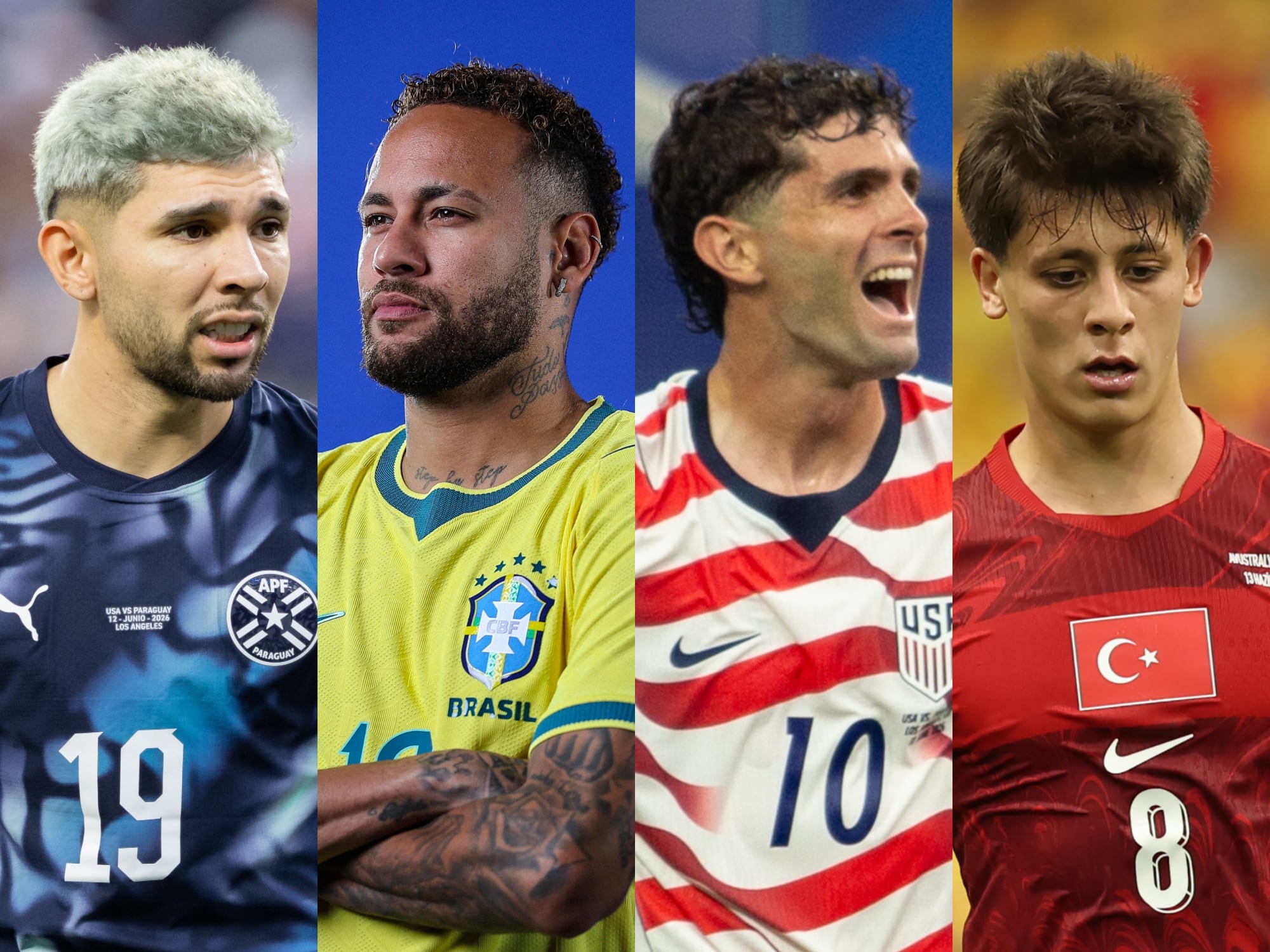 Julio Encisco. Neymar. Pulisic. Arda Guler. Fotos: Getty Images.