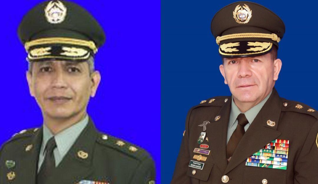 General Diego Rosero, nuevo comandante de la Policía Metropolitana de Barranquilla. General Ricardo Alarcón, comandante saliente.