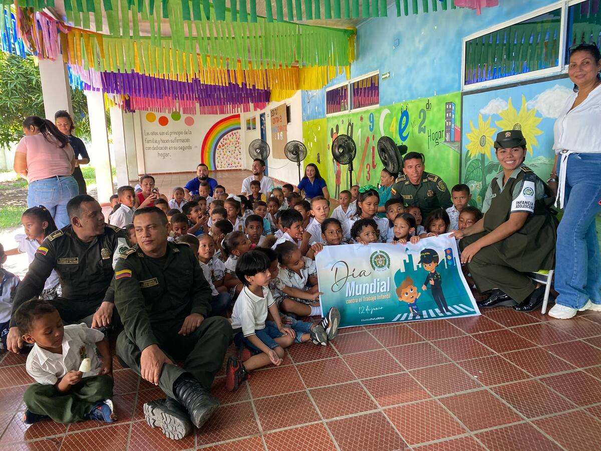 Policía realiza sensibilización contra el Trabajo Infantil en Río Viejo, Bolívar
