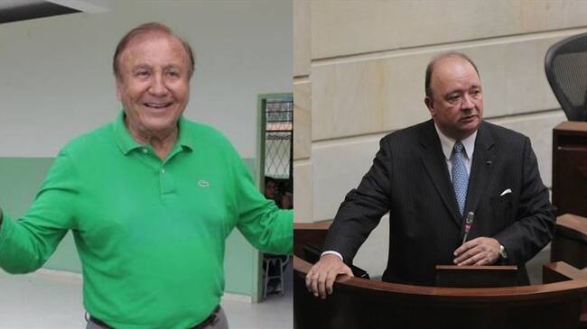 El alcalde Rodolfo Hernández (izquierda) le dijo al ministro de Defensa, Luis Carlos Villegas, que no se necesitaba un presupuesto tan alto para la guerra. Foto: Colprensa