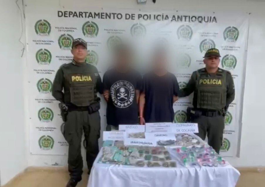 Dos capturados y un adolescente aprehendido en Yolombó Foto: Policía Antioquia