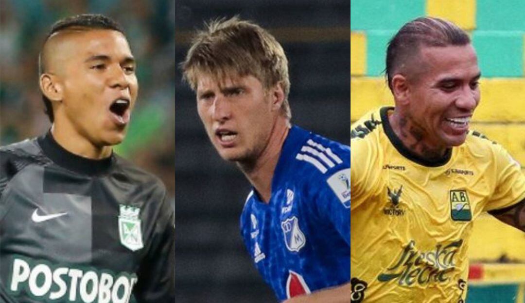 Kevin Mier (Atlético Nacional), Andrés Llinás (Millonarios) y Dayro Moreno (Bucaramanga)