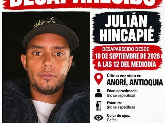 Julián Hincapié reportado como desaparecido- foto cortesía