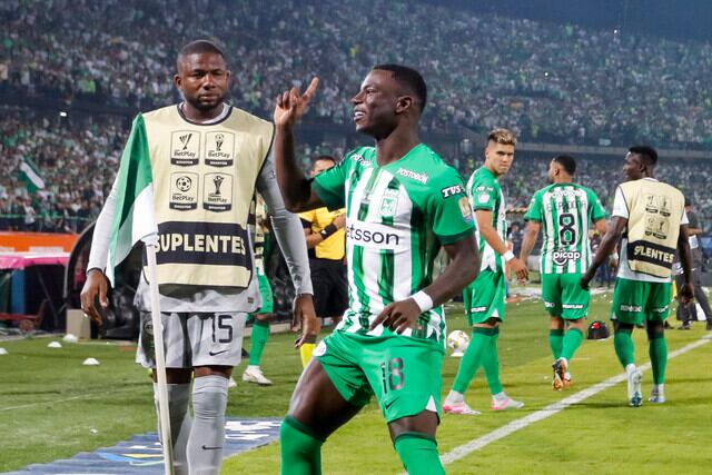 Marino Hinestroza festeja su gol en la final ante el América. Foto: Colprensa.