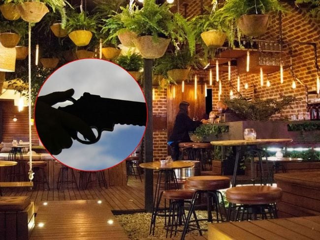 Cuatro ladrones armados robaron a los clientes de un gastrobar en el norte de Bogotá.