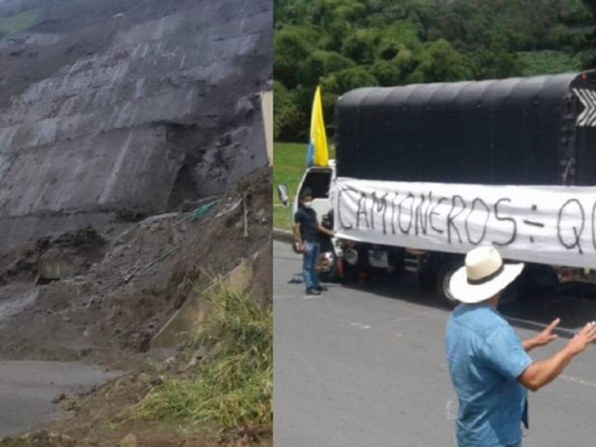Vía La Línea cerrada por bloqueos y derrumbes entre Quindío y Tolima