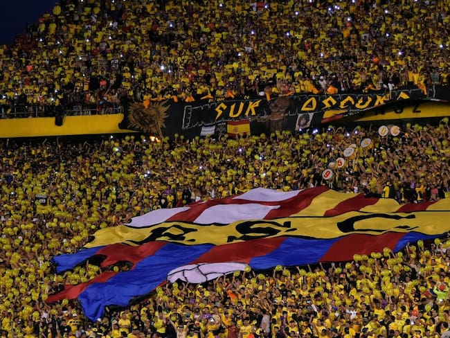 Los hinchas del Barcelona de Ecuador en un partido de Copa Libertadores