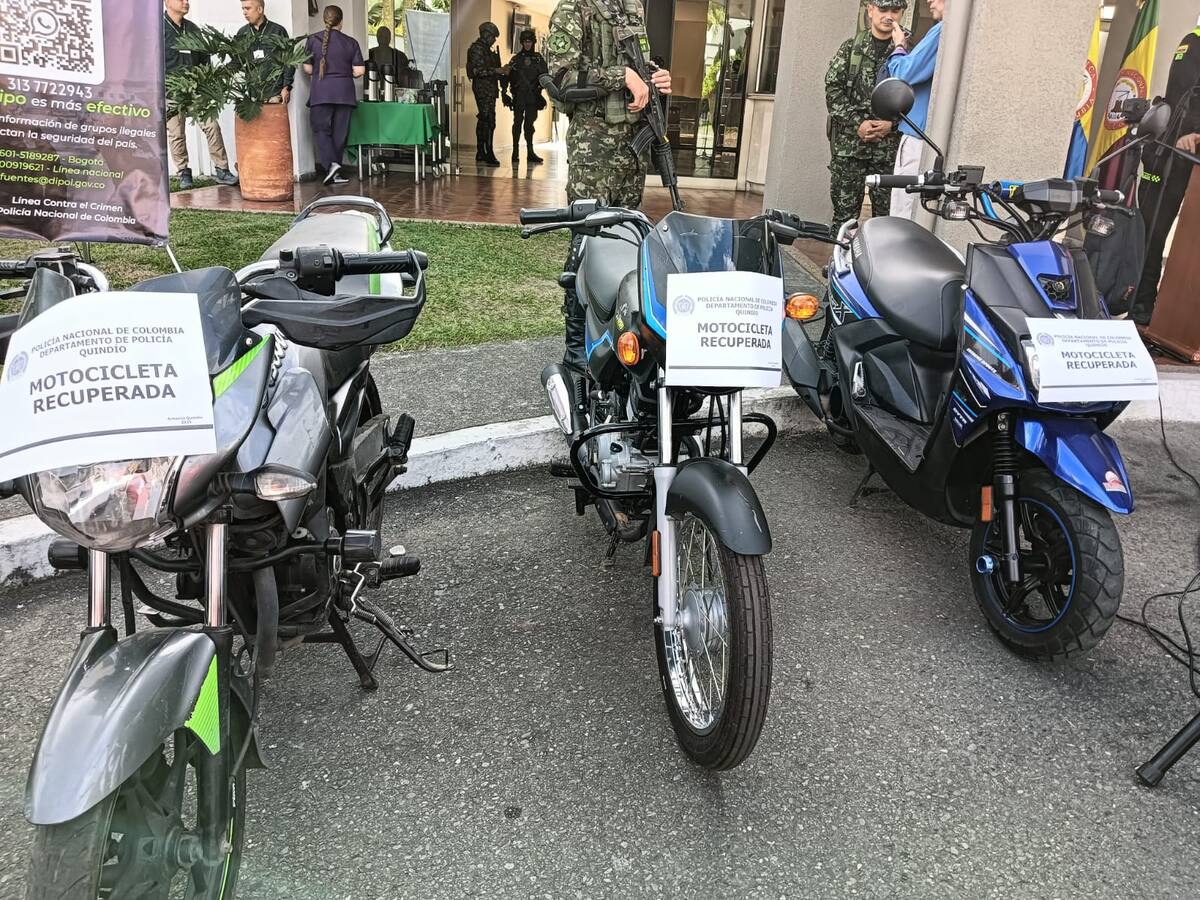 Policía Quindío recuperó 12 motocicletas hurtadas en varios municipios y departamentos