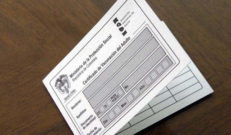 Carné de vacunación . Foto: Colprensa