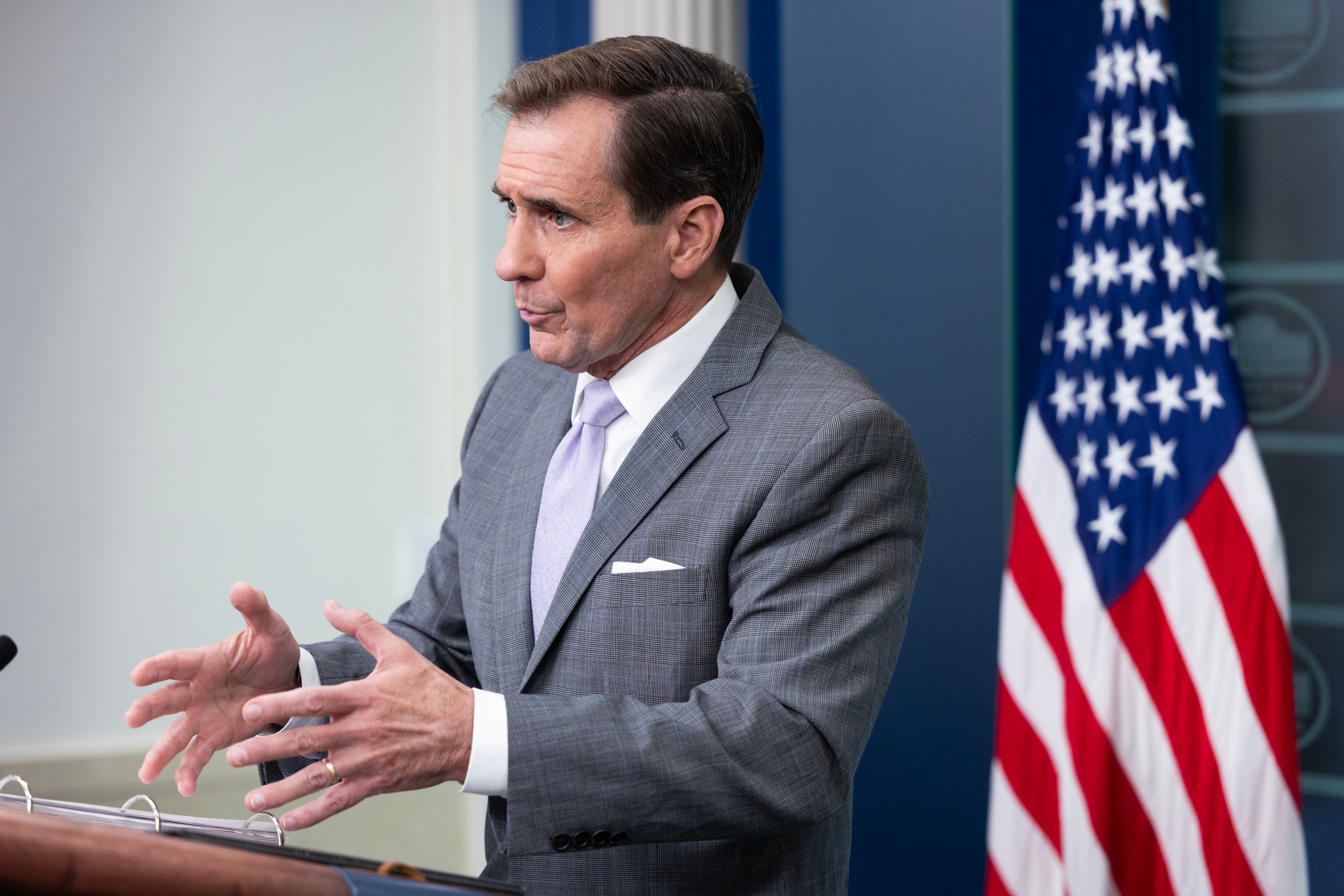 Washington (United States), 23/10/2023.- US National Security Council Coordinator for Strategic Communications John Kirby participates in a news conference during which they faced questions on the situation in Israel and Gaza, in Washington, DC, USA, 23 October 2023. EFE/EPA/MICHAEL REYNOLDS