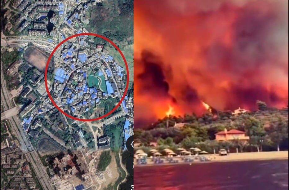 Tejados en China. Foto Google Earth