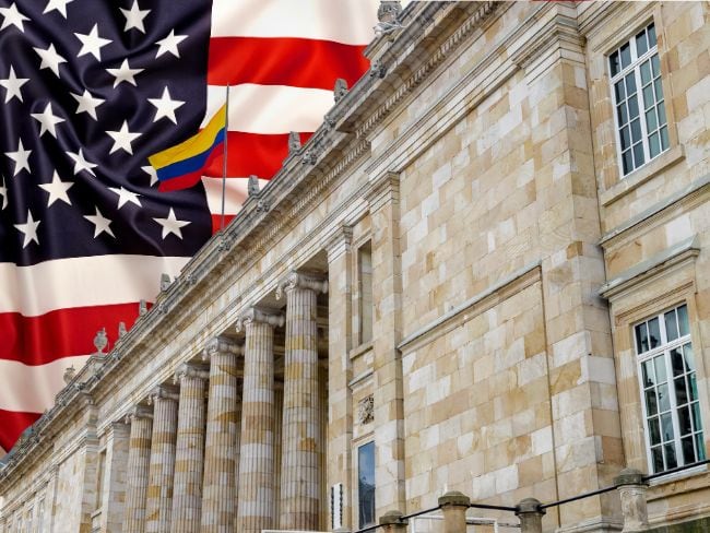 Congreso de Colombia y bandera de Estados Unidos/ Getty Images