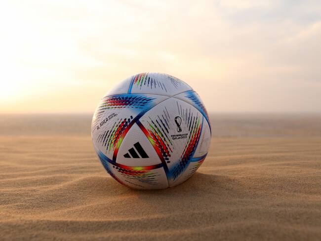 DOHA, QATAR - NOVEMBER 17: The official ball is seen posed in the desert ahead of the FIFA World Cup Qatar 2022 at on November 17, 2022 in Doha, Qatar. (Photo by Elsa/Getty Images)