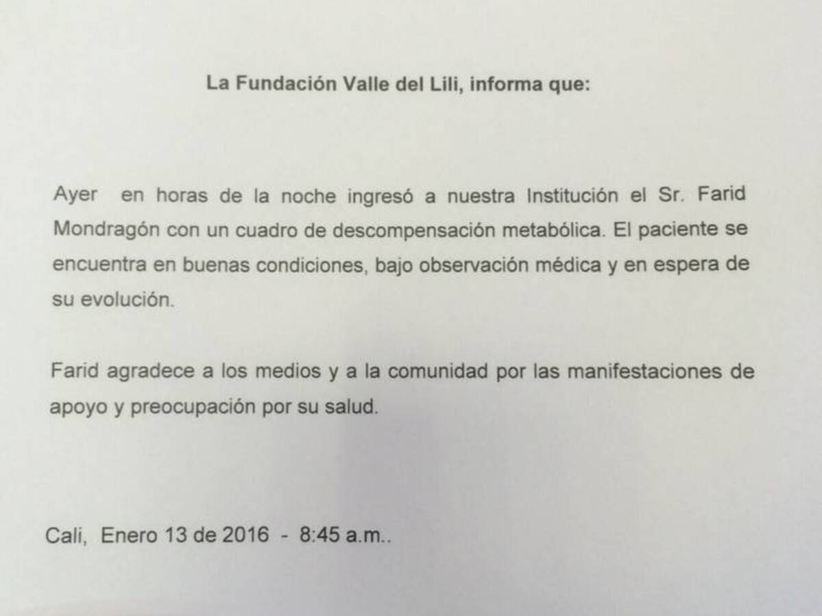 Faryd Mondragón sufrió una descompensación metabólica