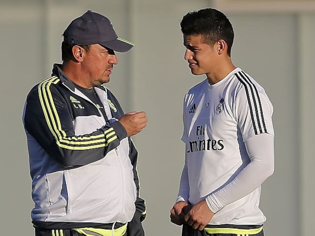 Rafael Benítez y James Rodríguez en el Real Madrid / Getty Images