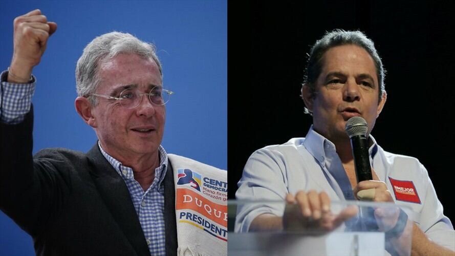 El expresidente Álvaro Uribe y el ex vicepresidente Germán Vargas Lleras sacaron un momento para hablar sobre la actualidad nacional. Foto: Colprensa