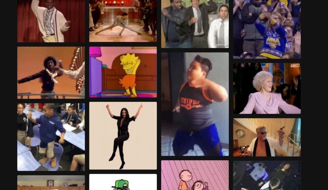 Captura de pantalla de Giphy, un portal de GIFs