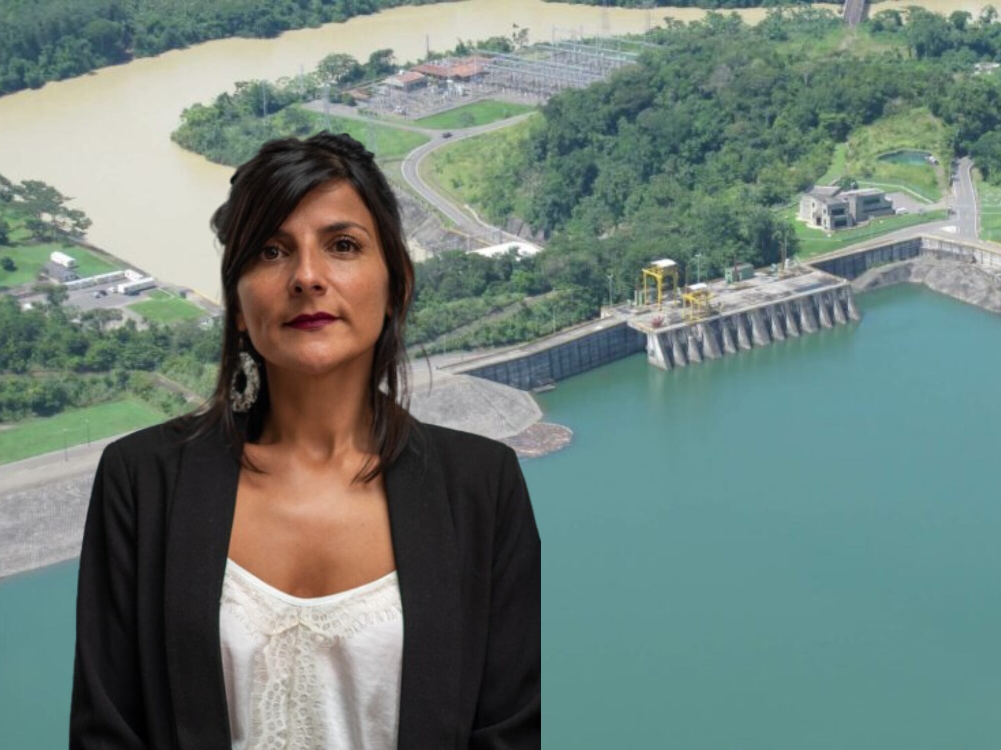 Irene Vélez, ministra de Ambiente, y hidroeléctrica de Urrá. Fotos: (Presidencia de Colombia) / urra.com.co