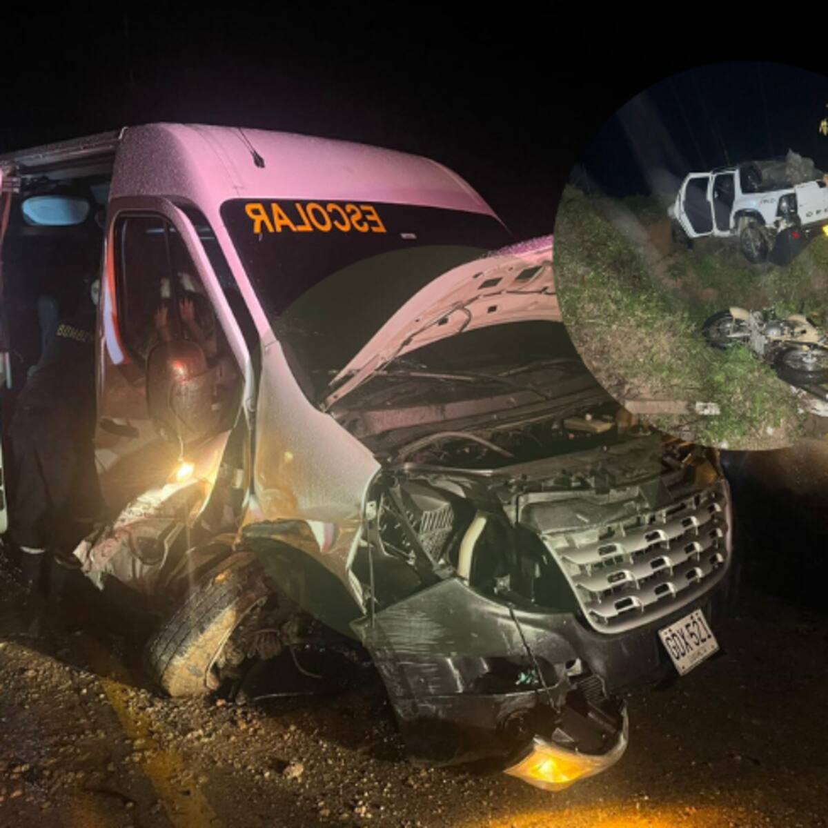 Por esquivar un derrumbe, el vehículo del grupo Zona Prieta se accidentó en Yolombó