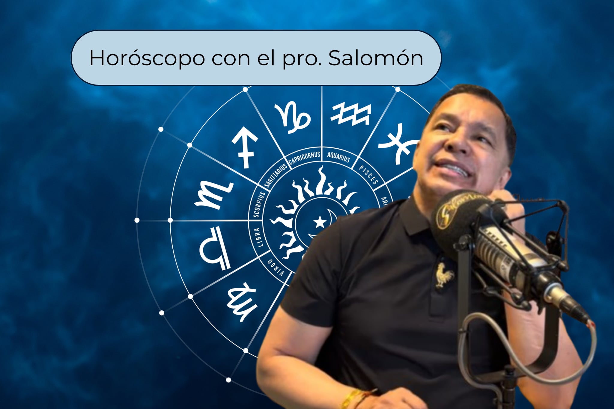 Él es el profesor Salomón, experto en la lectura del Horóscopo y el Tarot (Crédito: Profesor Salomón - Youtube) // De fondo: Imagen ilustrativa del horóscopo (crédito: Getty Images).