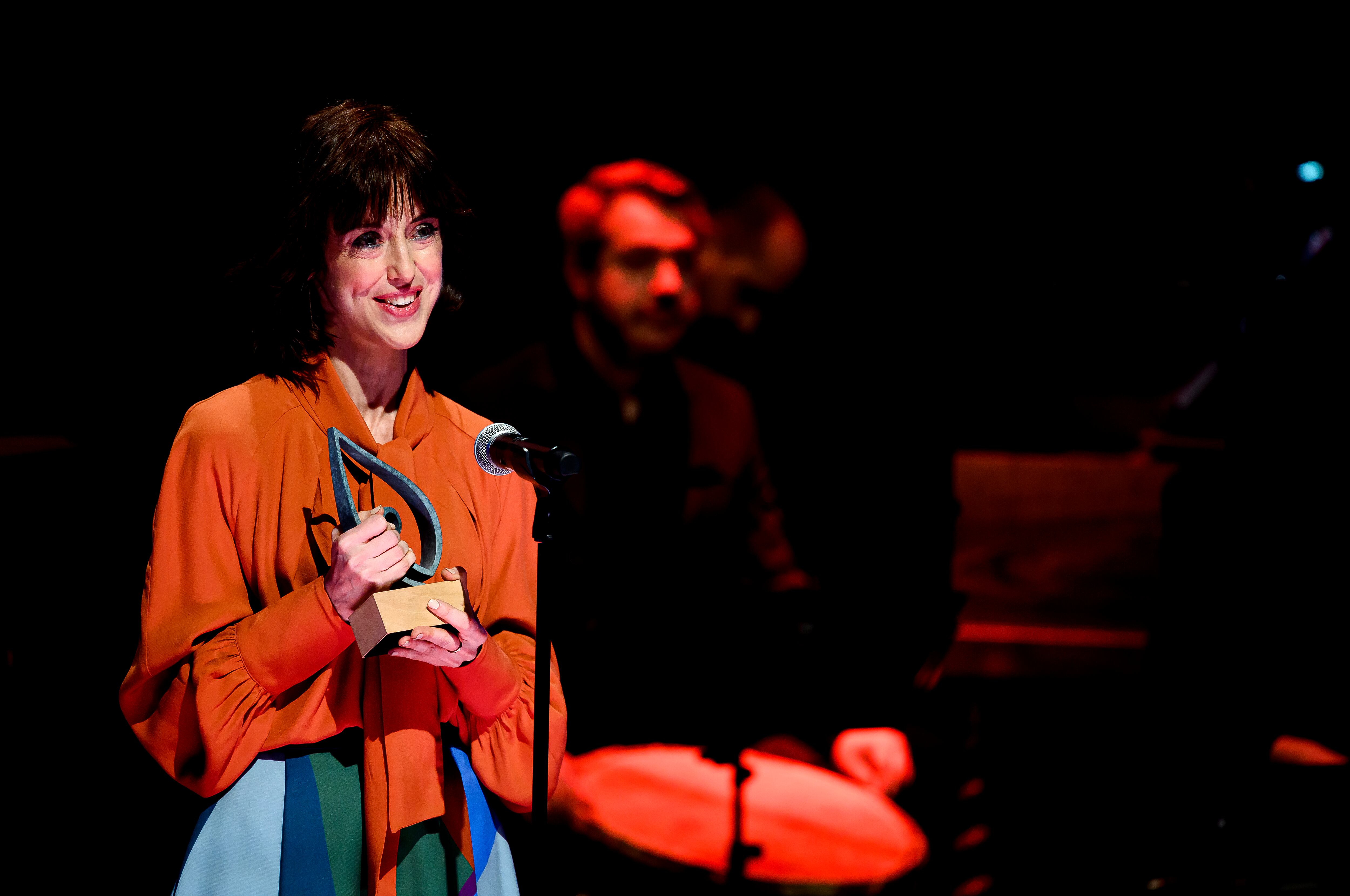 MADRID, SPAIN - FEBRUARY 12: Spanish writer Irene Vallejo receives 'Ojo Critico' Award on February 12, 2020 in Madrid, Spain. (Photo by Samuel de Roman/Getty Images)