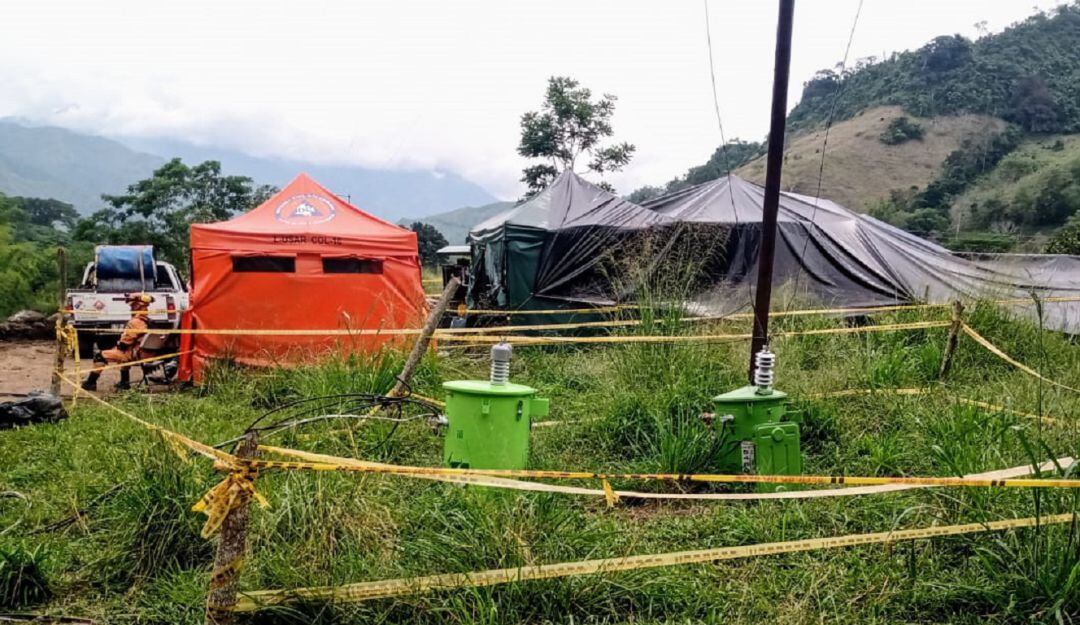 Puesto de desinfección para proceso de rescate de los mineros