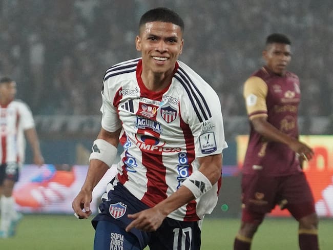 José Enamorado celebra tras anotar ante el Deportes Tolima en la final de la Liga Betplay 2025-II. FOTO: Junior FC/X