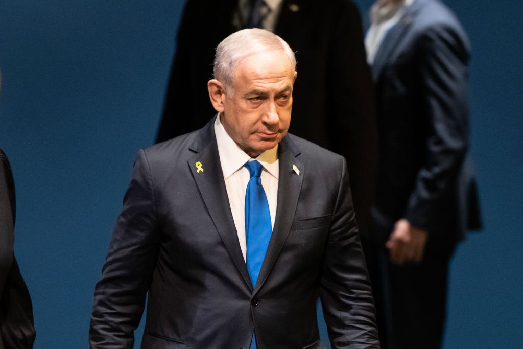 NEW YORK, UNITED STATES - 2024/09/27: Prime Minister of Israel Benjamin Netanyahu arrives on stage to address the 79th session of General Assembly at UN Headquarters. (Photo by Lev Radin/Pacific Press/LightRocket via Getty Images)