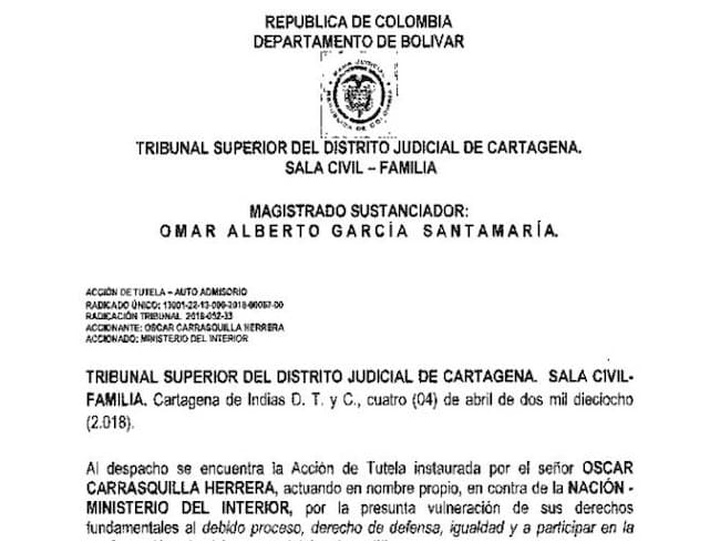 Admiten tutela para suspender elecciones atípicas de Cartagena