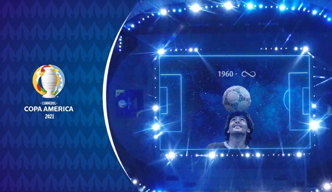 Imagen de presentación del homenaje a Diego Maradona en el estadio Nilton Santos de Rio de Janeiro