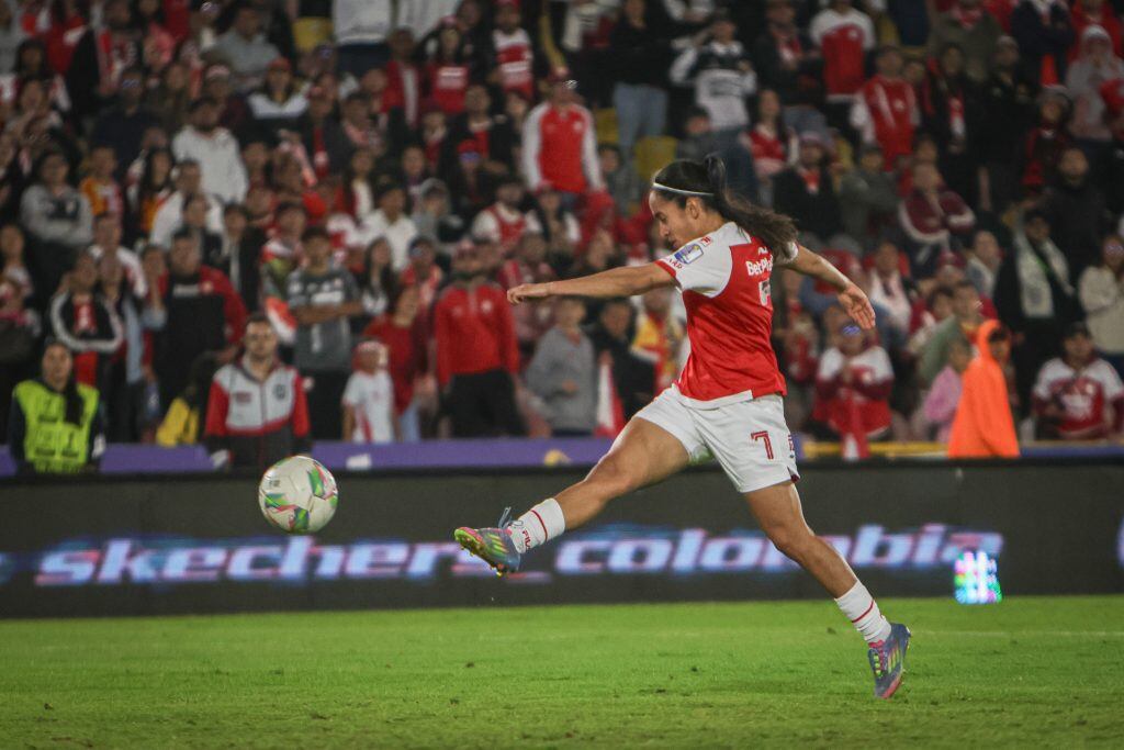 Mariana Zamorano, jugadora de Santa Fe, final ida Liga Femenina 2025 / Independiente Santa Fe