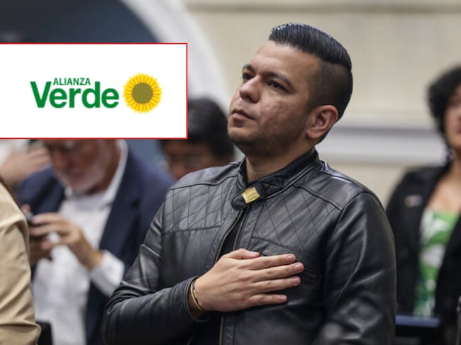 Jota Pe Hernández y logo de la Alianza Verde. Fotos: (Colprensa - Catalina Olaya) / X Alianza Verde