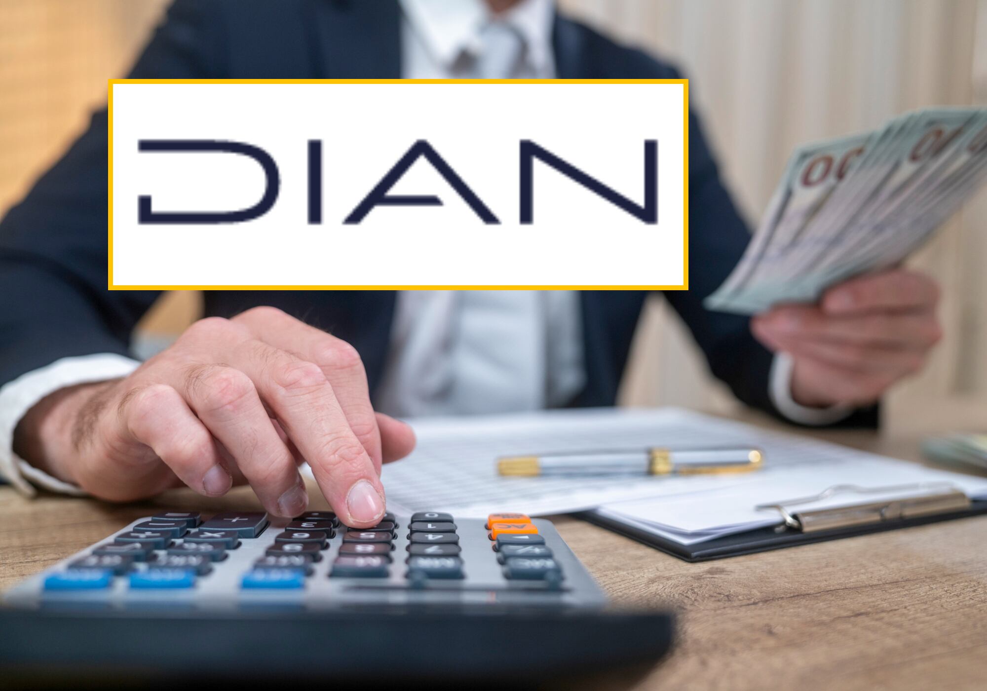 Logo de la Dian e imagen de referencia de renta. Fotos: Dian y Getty Images