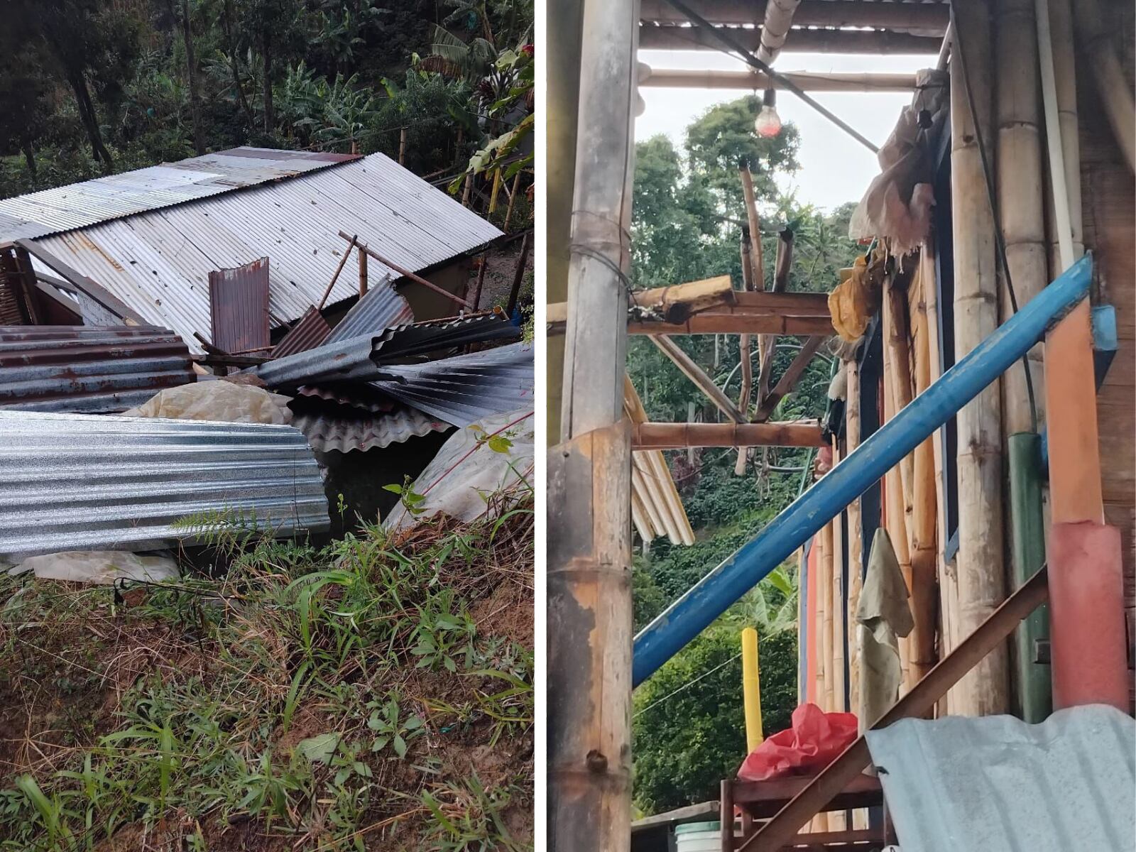 Viviendas destechadas por el vendaval ocurrido en Belén de Umbría