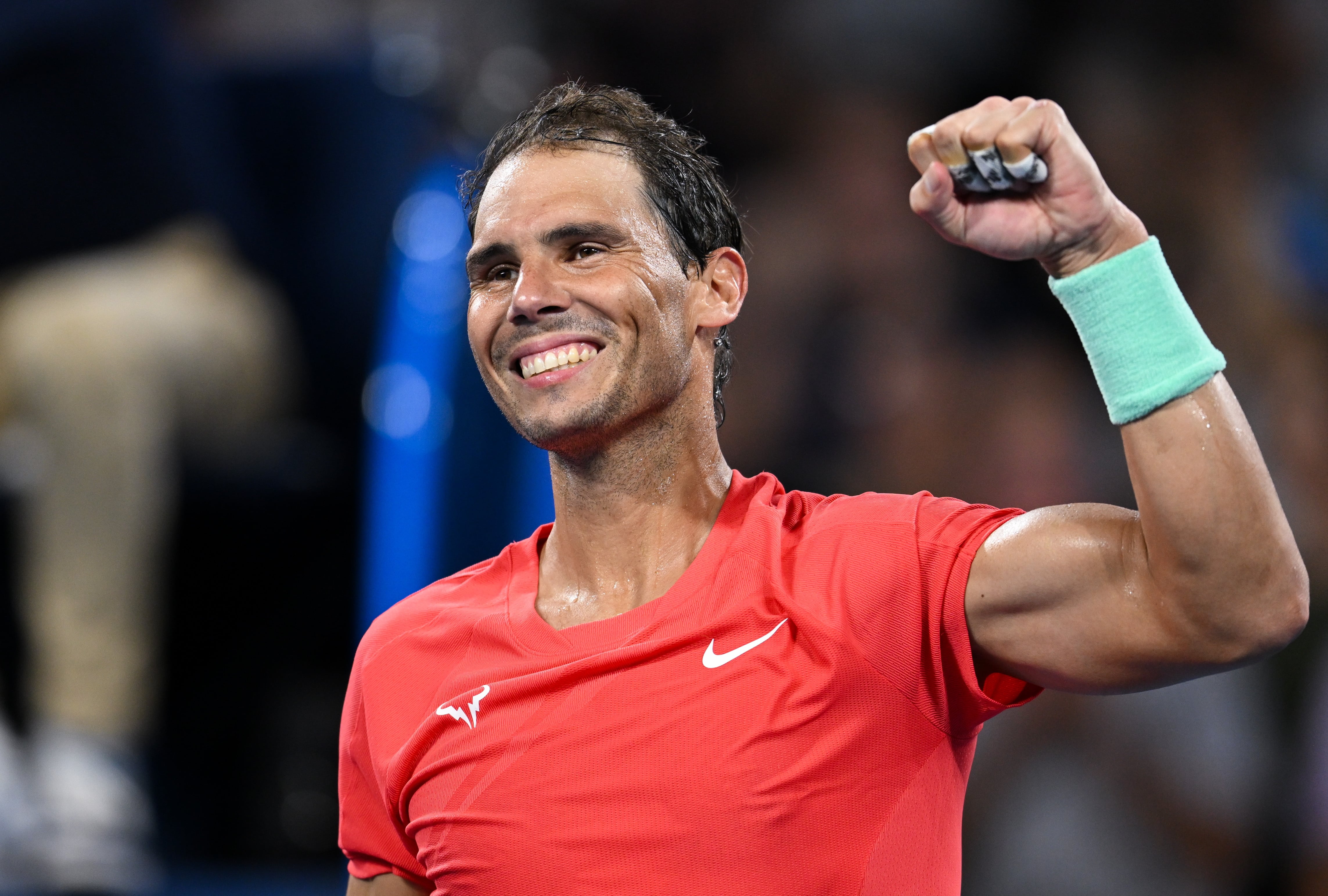 Brisbane (Australia), 04/01/2024.- Rafael Nadal of Spain celebrates winning his match against Jason Kubler of Australia at the 2024 Brisbane International in Brisbane, Australia, 04 January 2024. (Tenis, España) EFE/EPA/ZAIN MOHAMMED AUSTRALIA AND NEW ZEALAND OUT