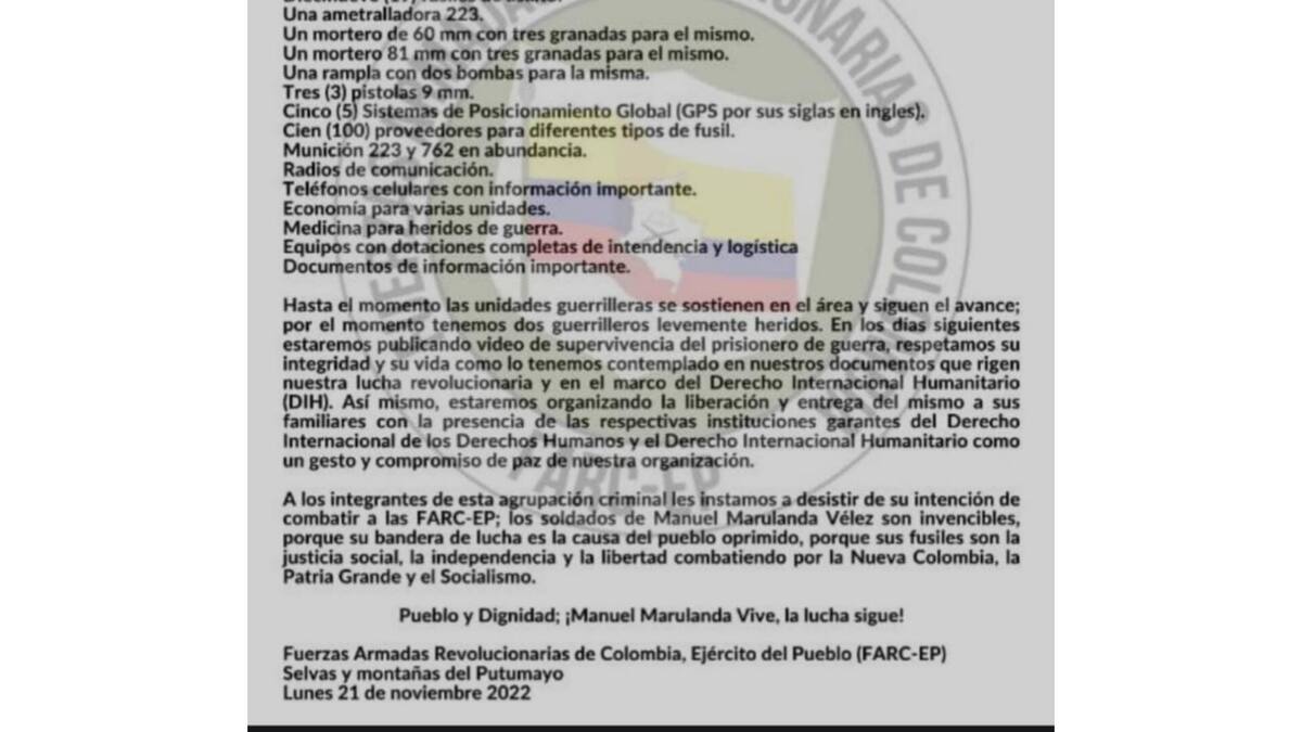 Frente ‘Carolina Ramírez’ se pronunció sobre enfrentamientos en el Putumayo