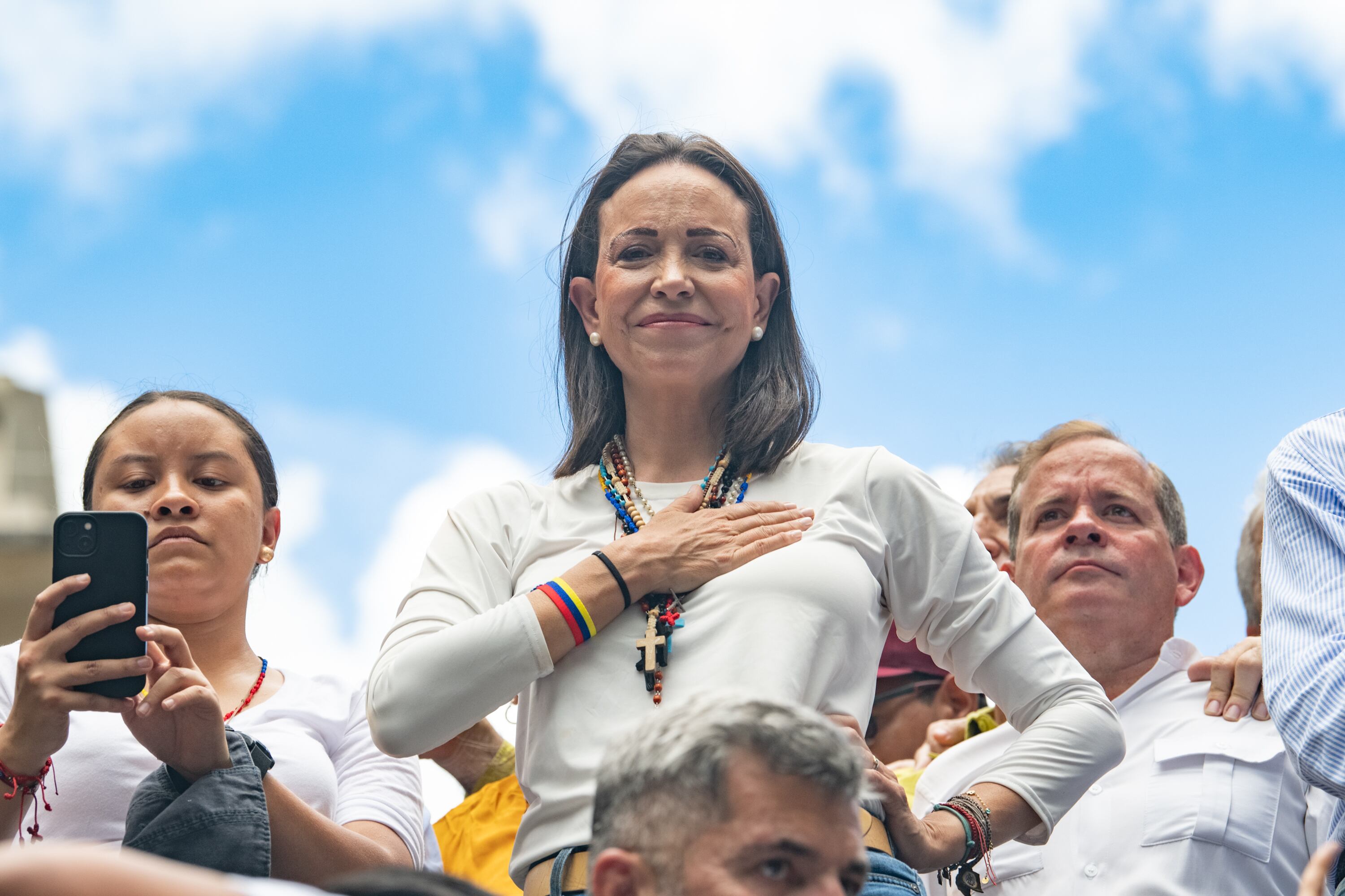 La líder de la oposición, María Corina Machado en Caracas, Venezuela. (Foto de Alfredo Lasry R/Getty Images)