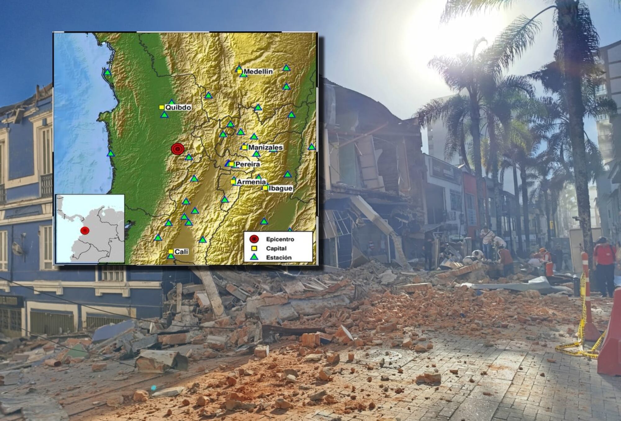 Temblor Colombia y Manizales. Fotos: Servicio Geológico Colombiano / Caracol Radio