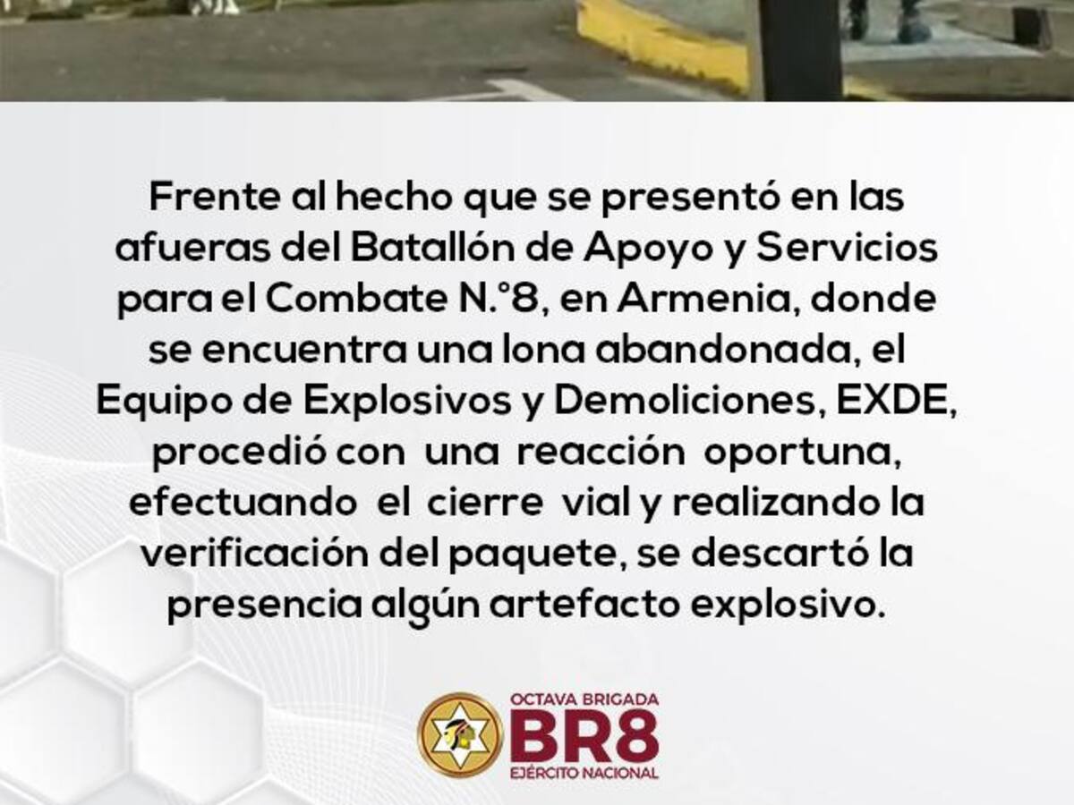 Comandante de la Brigada y parte de tranquilidad sobre falsa alarma en Armenia